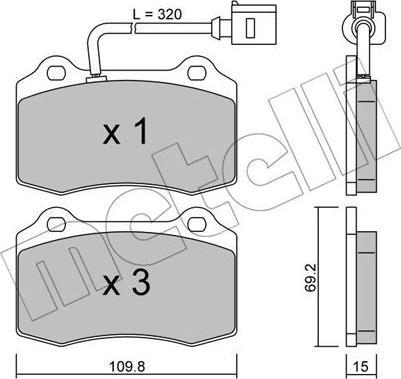 Metelli 22-0251-4 - Kit de plaquettes de frein, frein à disque cwaw.fr