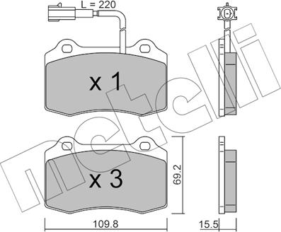 Metelli 22-0251-7 - Kit de plaquettes de frein, frein à disque cwaw.fr