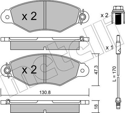 Metelli 22-0253-1 - Kit de plaquettes de frein, frein à disque cwaw.fr