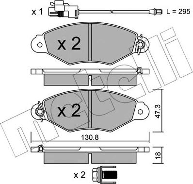 Metelli 22-0253-2 - Kit de plaquettes de frein, frein à disque cwaw.fr