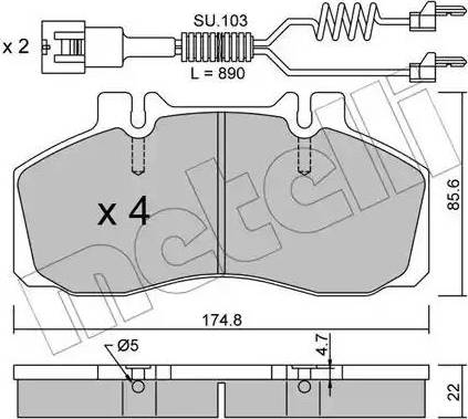 Metelli 22-0266-0K - Kit de plaquettes de frein, frein à disque cwaw.fr