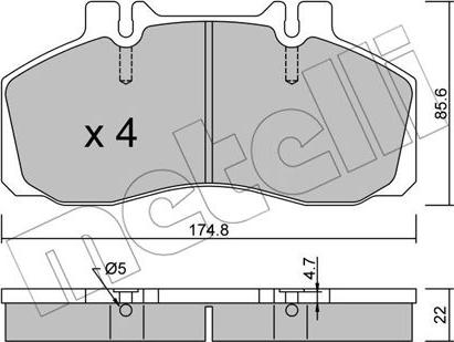 Metelli 22-0266-0 - Kit de plaquettes de frein, frein à disque cwaw.fr