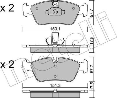 Metelli 22-0260-0 - Kit de plaquettes de frein, frein à disque cwaw.fr