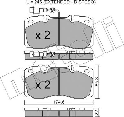 Metelli 22-0268-5 - Kit de plaquettes de frein, frein à disque cwaw.fr