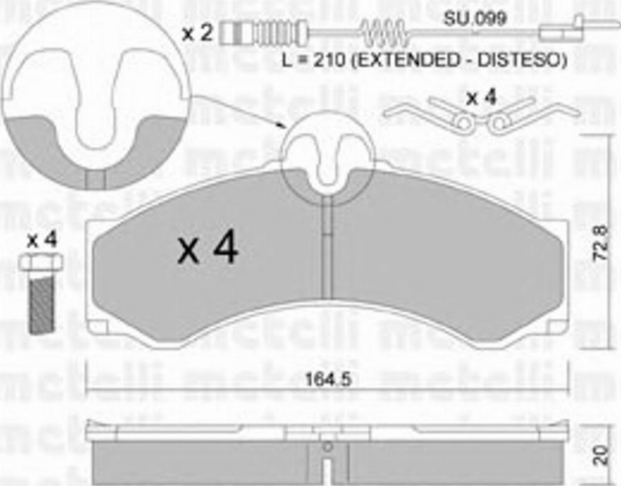 Metelli 22-0262-0K - Kit de plaquettes de frein, frein à disque cwaw.fr