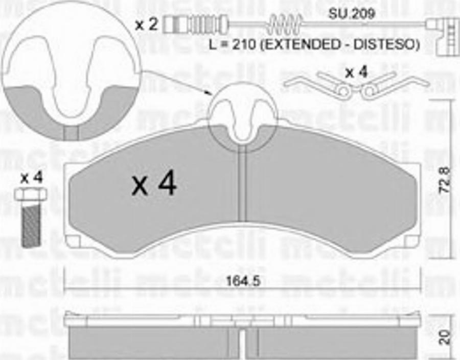 Metelli 22-0262-1K - Kit de plaquettes de frein, frein à disque cwaw.fr