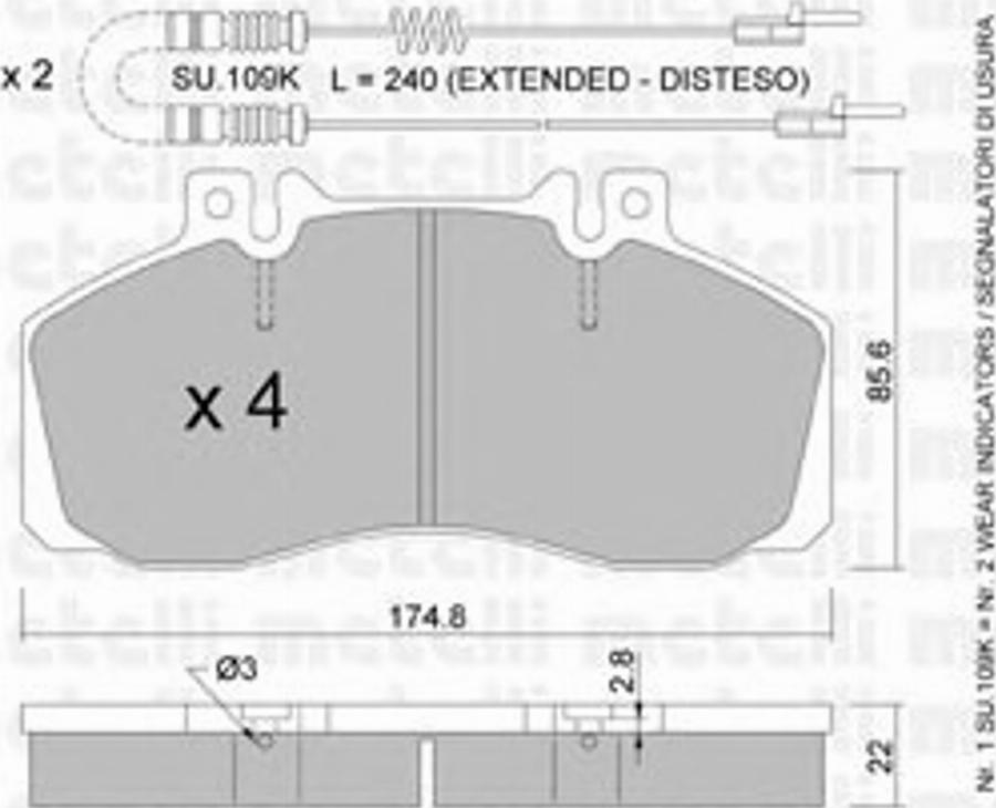 Metelli 22-0267-0K - Kit de plaquettes de frein, frein à disque cwaw.fr