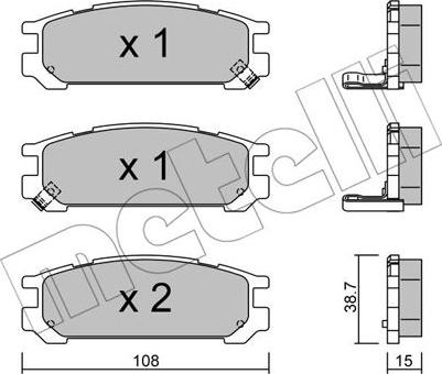 Metelli 22-0204-0 - Kit de plaquettes de frein, frein à disque cwaw.fr