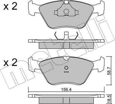 Metelli 22-0205-0 - Kit de plaquettes de frein, frein à disque cwaw.fr