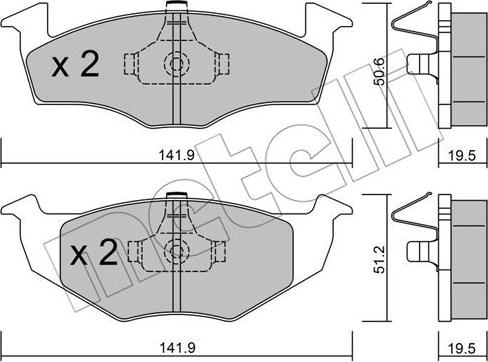 Metelli 22-0206-1 - Kit de plaquettes de frein, frein à disque cwaw.fr