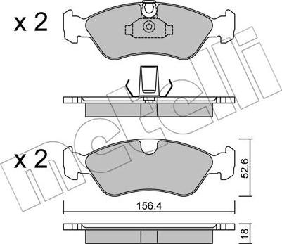 Metelli 22-0208-0 - Kit de plaquettes de frein, frein à disque cwaw.fr