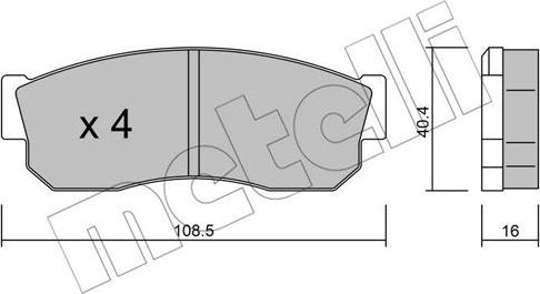 Metelli 22-0202-1 - Kit de plaquettes de frein, frein à disque cwaw.fr