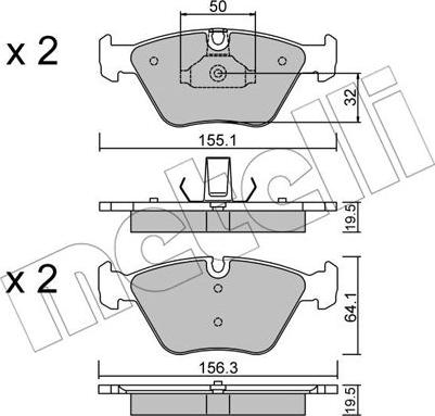 Metelli 22-0207-5 - Kit de plaquettes de frein, frein à disque cwaw.fr