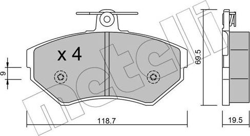 Metelli 22-0215-0 - Kit de plaquettes de frein, frein à disque cwaw.fr