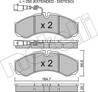 Metelli 22-0212-9 - Kit de plaquettes de frein, frein à disque cwaw.fr