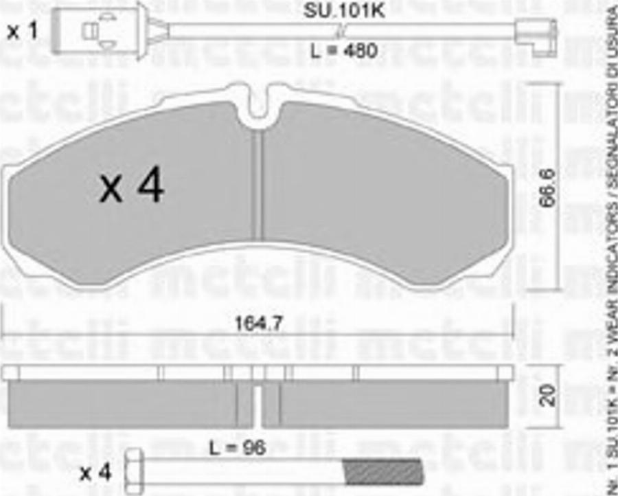 Metelli 22-0212-2K - Kit de plaquettes de frein, frein à disque cwaw.fr