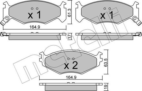 Metelli 22-0289-0 - Kit de plaquettes de frein, frein à disque cwaw.fr