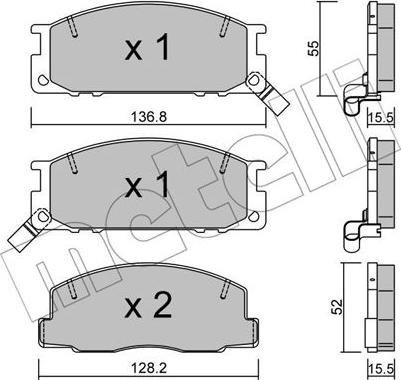 Metelli 22-0280-0 - Kit de plaquettes de frein, frein à disque cwaw.fr