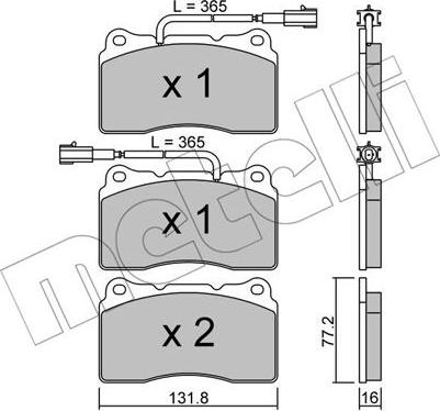 Metelli 22-0288-4 - Kit de plaquettes de frein, frein à disque cwaw.fr