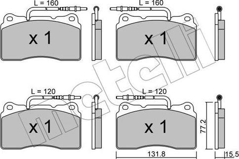 Metelli 22-0288-3 - Kit de plaquettes de frein, frein à disque cwaw.fr