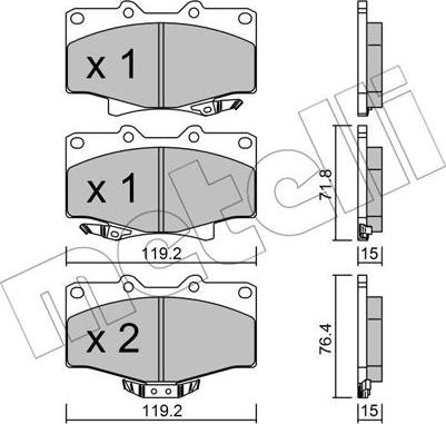 Metelli 22-0282-0 - Kit de plaquettes de frein, frein à disque cwaw.fr