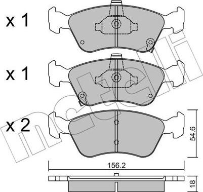 Metelli 22-0287-0 - Kit de plaquettes de frein, frein à disque cwaw.fr