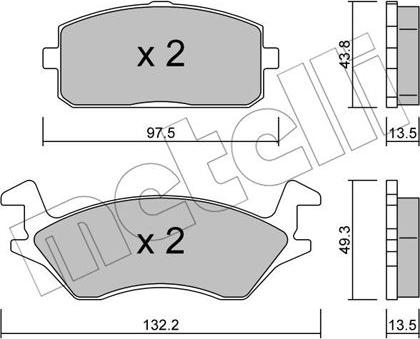 Metelli 22-0234-0 - Kit de plaquettes de frein, frein à disque cwaw.fr