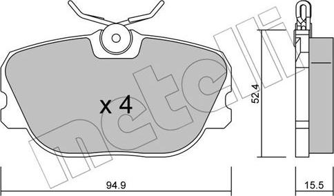 Metelli 22-0235-0 - Kit de plaquettes de frein, frein à disque cwaw.fr