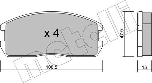 Metelli 22-0238-0 - Kit de plaquettes de frein, frein à disque cwaw.fr