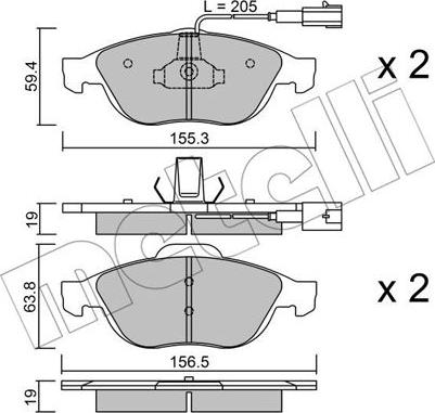 Metelli 22-0220-0 - Kit de plaquettes de frein, frein à disque cwaw.fr