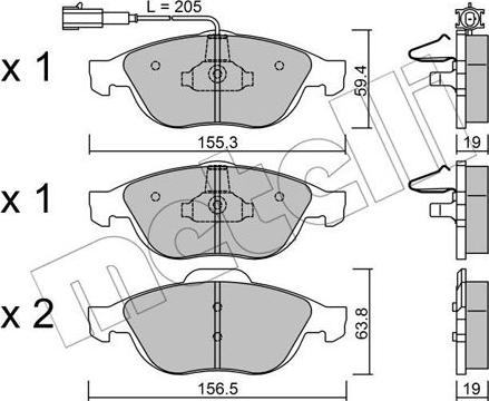 Metelli 22-0220-1 - Kit de plaquettes de frein, frein à disque cwaw.fr