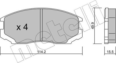 Metelli 22-0221-0 - Kit de plaquettes de frein, frein à disque cwaw.fr