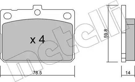 Metelli 22-0228-0 - Kit de plaquettes de frein, frein à disque cwaw.fr