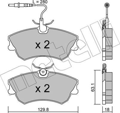 Metelli 22-0222-0 - Kit de plaquettes de frein, frein à disque cwaw.fr