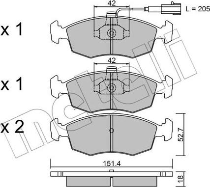 Metelli 22-0274-0 - Kit de plaquettes de frein, frein à disque cwaw.fr