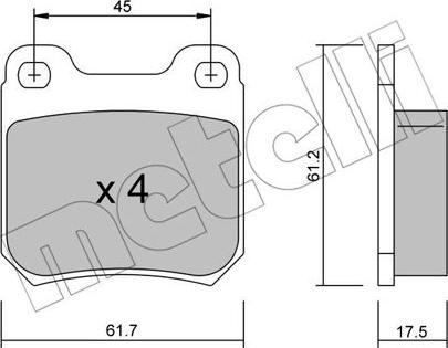 Metelli 22-0275-1 - Kit de plaquettes de frein, frein à disque cwaw.fr