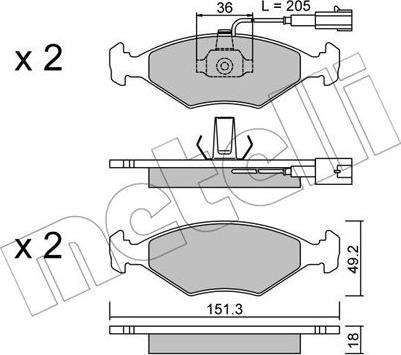 Metelli 22-0273-0 - Kit de plaquettes de frein, frein à disque cwaw.fr