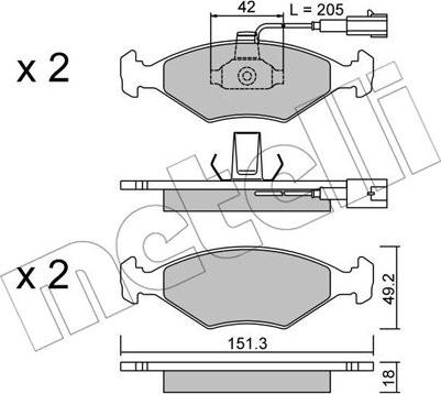 Metelli 22-0273-1 - Kit de plaquettes de frein, frein à disque cwaw.fr