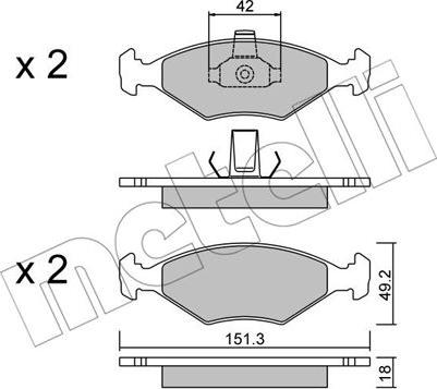 Metelli 22-0273-2 - Kit de plaquettes de frein, frein à disque cwaw.fr