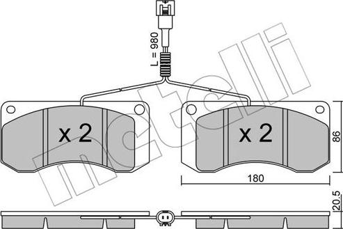 Metelli 22-0272-1 - Kit de plaquettes de frein, frein à disque cwaw.fr