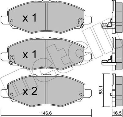 Metelli 22-0798-0 - Kit de plaquettes de frein, frein à disque cwaw.fr