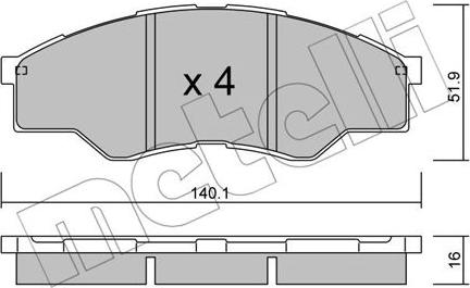 Metelli 22-0797-0 - Kit de plaquettes de frein, frein à disque cwaw.fr