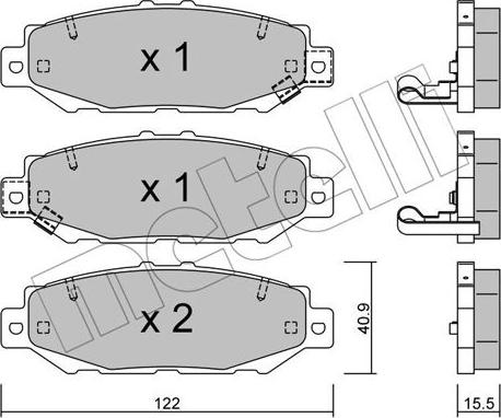 Metelli 22-0759-0 - Kit de plaquettes de frein, frein à disque cwaw.fr