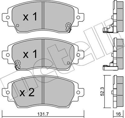 Metelli 22-0750-0 - Kit de plaquettes de frein, frein à disque cwaw.fr