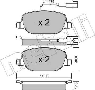 Metelli 22-0704-1 - Kit de plaquettes de frein, frein à disque cwaw.fr