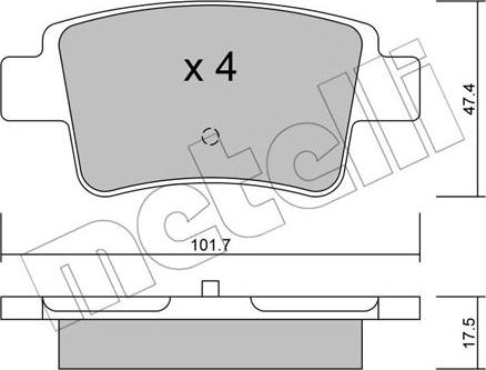 Metelli 22-0705-0 - Kit de plaquettes de frein, frein à disque cwaw.fr