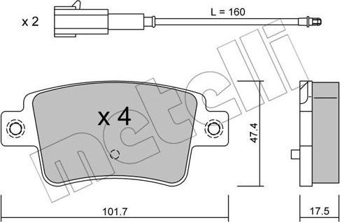 Metelli 22-0705-1 - Kit de plaquettes de frein, frein à disque cwaw.fr