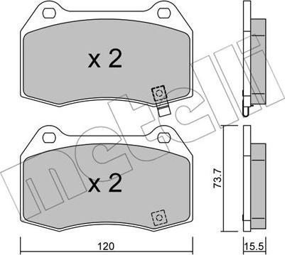 Metelli 22-0738-0 - Kit de plaquettes de frein, frein à disque cwaw.fr