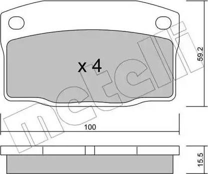 Metelli 22-0726-0 - Kit de plaquettes de frein, frein à disque cwaw.fr