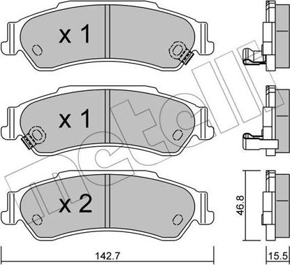 Metelli 22-0722-0 - Kit de plaquettes de frein, frein à disque cwaw.fr